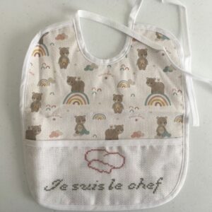 Bavettes en Coton Brodées à la Main-le chef-maribel
