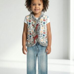 Gilet du berger réversible-tissu déperlant-fleurs-3K