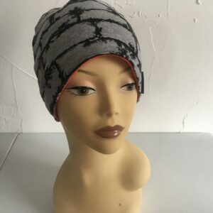 Bonnet en jersey gris et motifs street art-3K