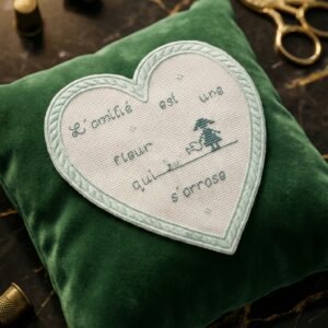 Coeur d'amitié Brodé à la Main-phrase-maribel