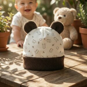 Bonnet pour enfant en minky doux aux motifs animaux-3K